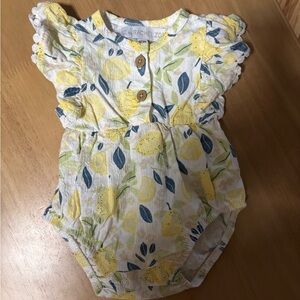 RZ by Rachel Zoe Baby Lemon Print Dress - Yellow & Blue